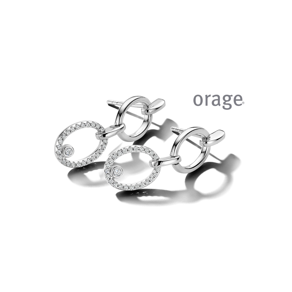 Boucles d'oreilles pendantes en Argent rhodié 925/1000 & Oxyde de zirconium (BA084)