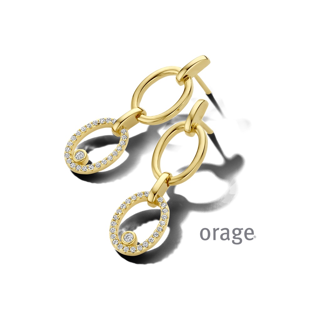 Boucles d'oreilles pendantes plaqué or jaune Oxyde de zirconium (BA085)