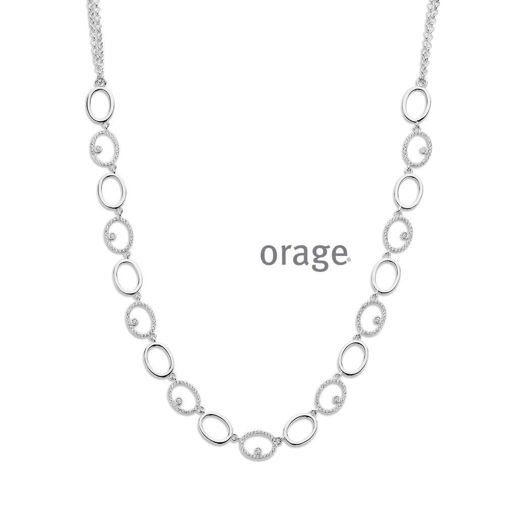 Collier Argent rhodié 925/1000 & Oxyde de zirconium 47cm (BA088)