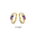 Boucles d'oreilles créoles plaqué or jaune & Oxyde de zirconium mauve (BA119)