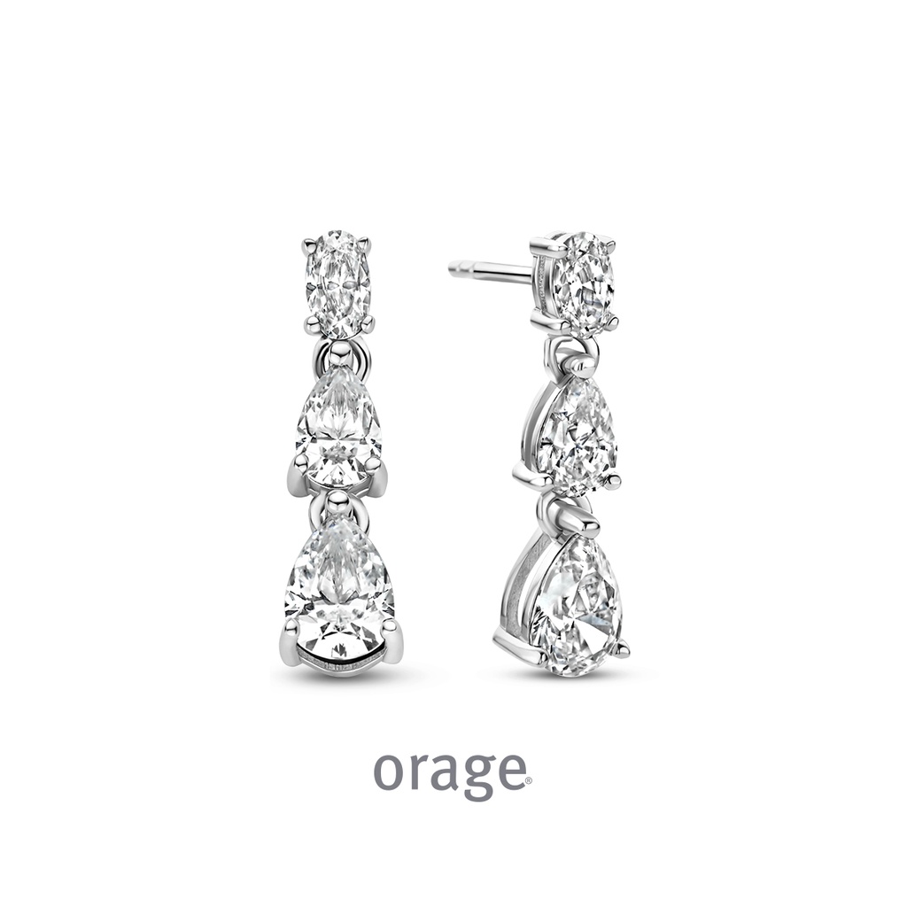 Boucles d'oreilles pendantes en Argent rhodié 925/1000 & Oxyde de zirconium (BA064)