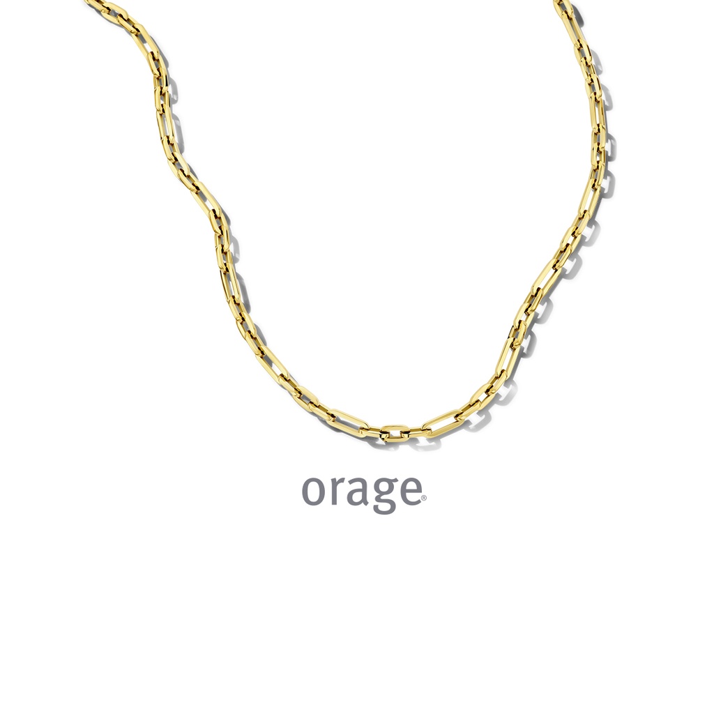  Collier "forçat allongé" en acier inoxydable jaune 45cm (BA149)