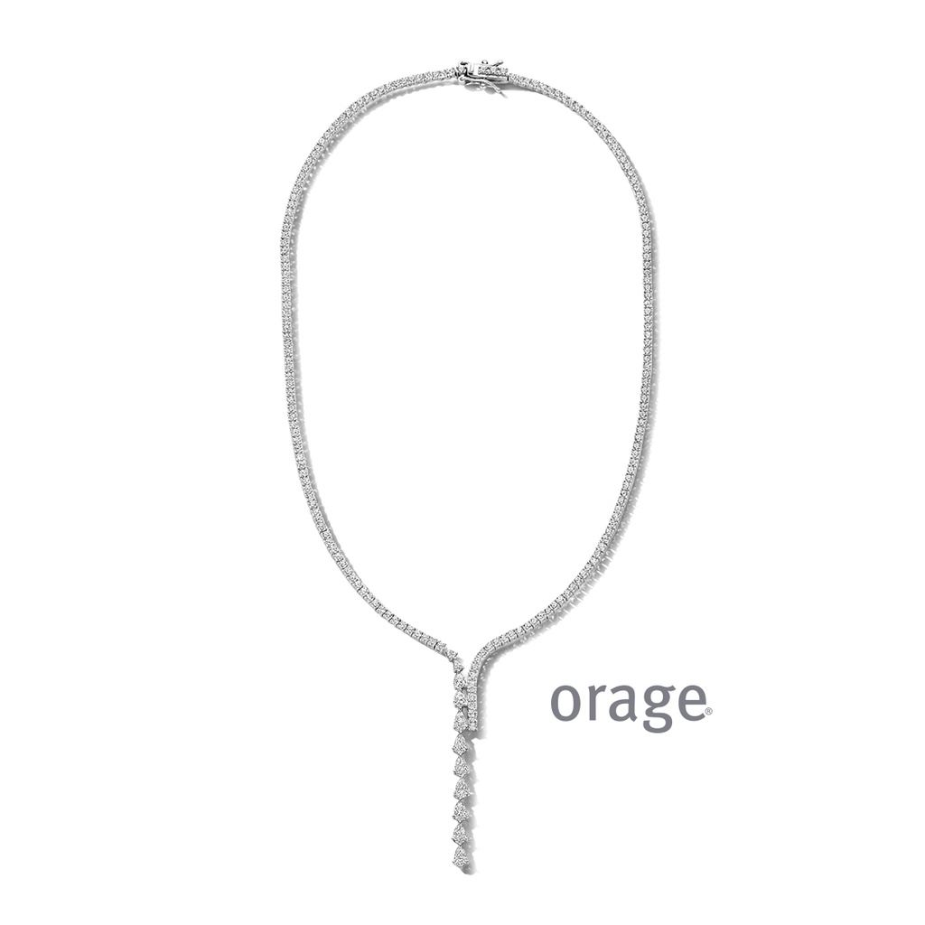 Collier en Argent rhodié 925/1000 & Oxyde de zirconium 45cm (BA065/45)