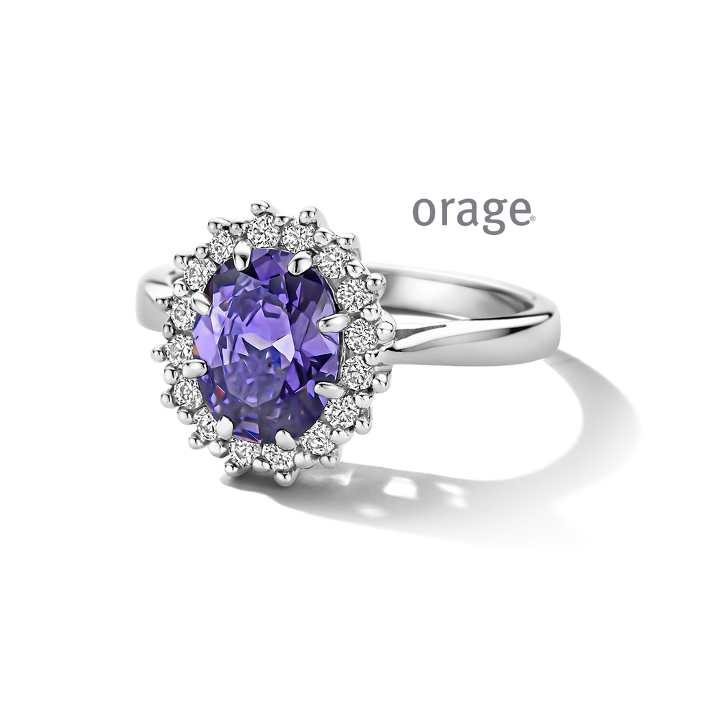 Bague entourage en Argent rhodié 925/1000 & Oxyde de zirconium mauve (BA068)(52-60)