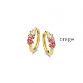 Boucles d'oreilles plaqué or jaune rose et transparent