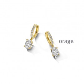 Boucles d'oreilles plaqué or jaune avec zircon transparents