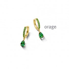 Boucles d'oreilles plaqué or jaune avec zircons verts