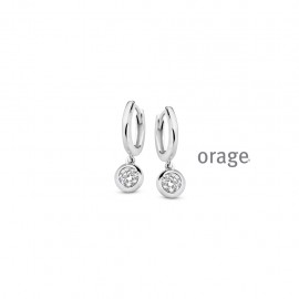 Boucles d'oreilles pendantes en argent rhodié 925/1000 et zircon