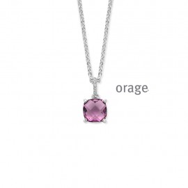 Collier en argent rhodié 925/1000 avec zircon mauve