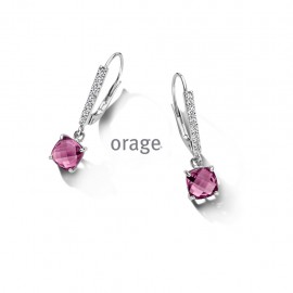 Boucles d'oreilles pendantes mauves en argent rhodié 925/1000 avec zircon