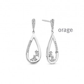 Boucles d'oreilles pendantes en argent rhodié 925/1000 et zircon