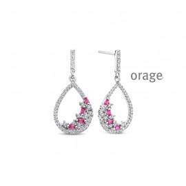 Boucles d'oreilles rouge en argent rhodié 925/1000