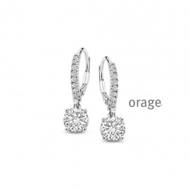 Boucles d'oreilles pendantes en argent rhodié 925/1000 avec zircon