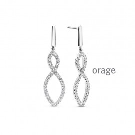 Boucles d'oreilles pendantes "infinity" en argent rhodié 925/1000 et zircon