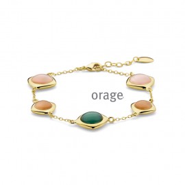 Bracelet cat eye vert rose plaqué or jaune 