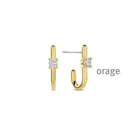 Boucles d'oreilles plaqué or jaune et zircon