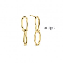 Boucles d'oreilles pendantes acier jaune 