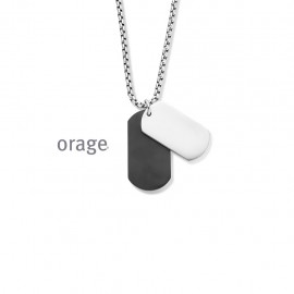 Collier homme "plaques identité" acier 