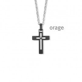 Collier hommes croix acier