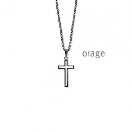 Collier hommes croix en acier noir