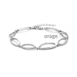 Bracelet ovale en argent rhodié 925/1000 et zircon