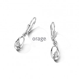 Boucles d'oreilles pendantes en argent rhodié 925/1000 et zircon