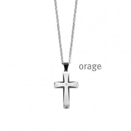 Collier hommes croix acier