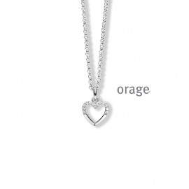 Collier coeur argent 925/1000 et zircon