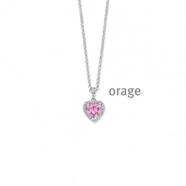 Collier coeur rose en argent rhodié 925/1000 et zircon