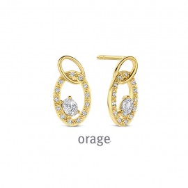 Boucles d'oreilles plaqué or jaune et zircon