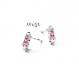 Boucles d'oreilles en argent rhodié 925/1000 et zircon rose 