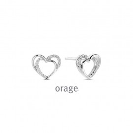 Boucles d'oreilles coeur en argent 925/1000 et zircon