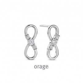 Boucles d'oreilles infinity en argent rhodié 925/1000 et zircon