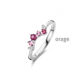 Bague en argent rhodié 925/1000 et zircon rose (50-58) [AW210]