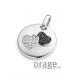 Pendentif coeurs en argent rhodié 925/1000 