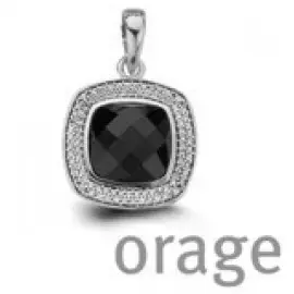 Pendentif en argent rhodié 925/1000 carré noir