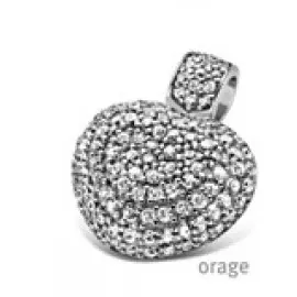 Pendentif coeur strass en argent rhodié 925/1000