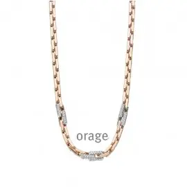 Collier plaqué or rose et oxydes de zirconium - 43cm