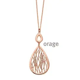 Collier plaqué or rose avec pendentif floral - 42cm