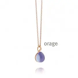 Collier plaqué or rose avec pendentif lila - 42 cm (AD053 - AC251)