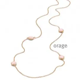 Collier plaqué or rose et pierres roses synthétiques - 80cm (AD005)