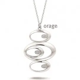 Collier triple ovale en argent rhodié 925/1000 et oxydes de zirconium - 47cm (AI016)