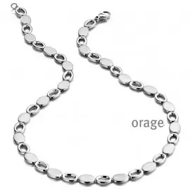 Collier ovales pleins et ajourés en argent rhodié 925/1000 - 43cm (AM052)