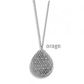 Collier goutte en argent rhodié 925/1000 et oxydes de zirconium - 45cm (AM088)