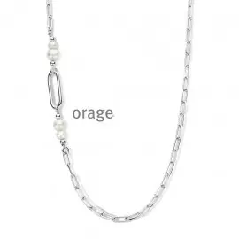 Collier perle en argent rhodié 925/1000 - 45cm (AT031)