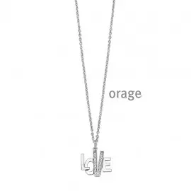  Collier Love en argent rhodié 925/1000 et oxydes de zirconium - 42cm (V920)