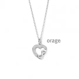 Collier coeur infinity en argent rhodié 925/1000 et oxydes de zirconium - 45cm (AS337)