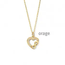 Collier coeur infinity plaqué or jaune et oxydes de zirconium - 45cm (AS336)