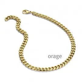 Collier hommes maille gourmette en acier jaune - 55cm (AS017/55)