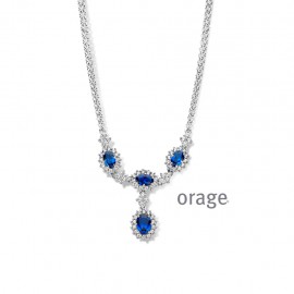 Collier entourage en argent 925/1000 et zircon bleu(AS434-V1234)[K/2825/45-A]